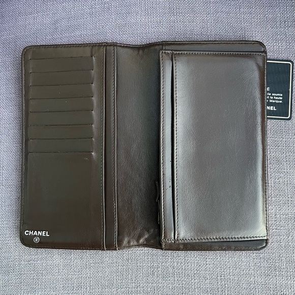CHANEL Micro Chocolate Bar CC Logo Leather Long Bifold Wallet - Picture 7 of 12